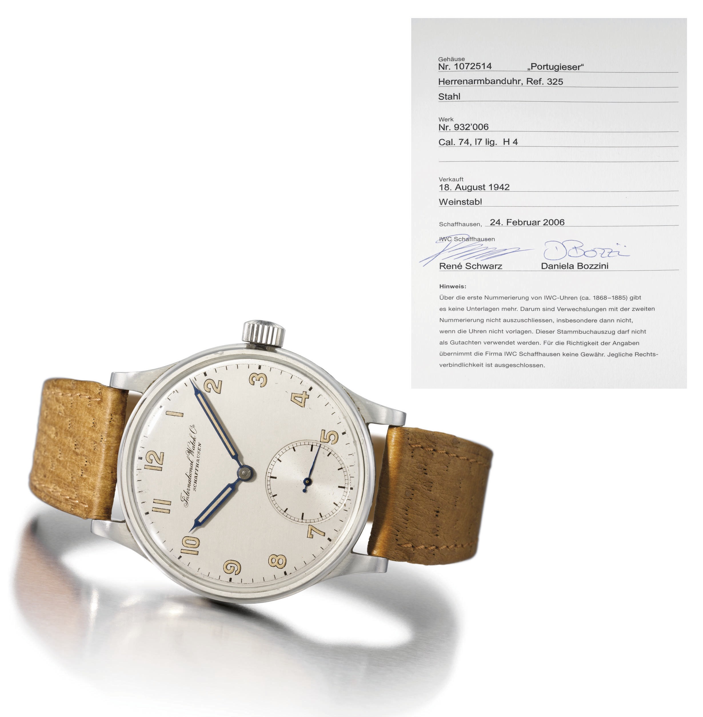 IWC. A very fine and rare stainless steel oversized wristwatch