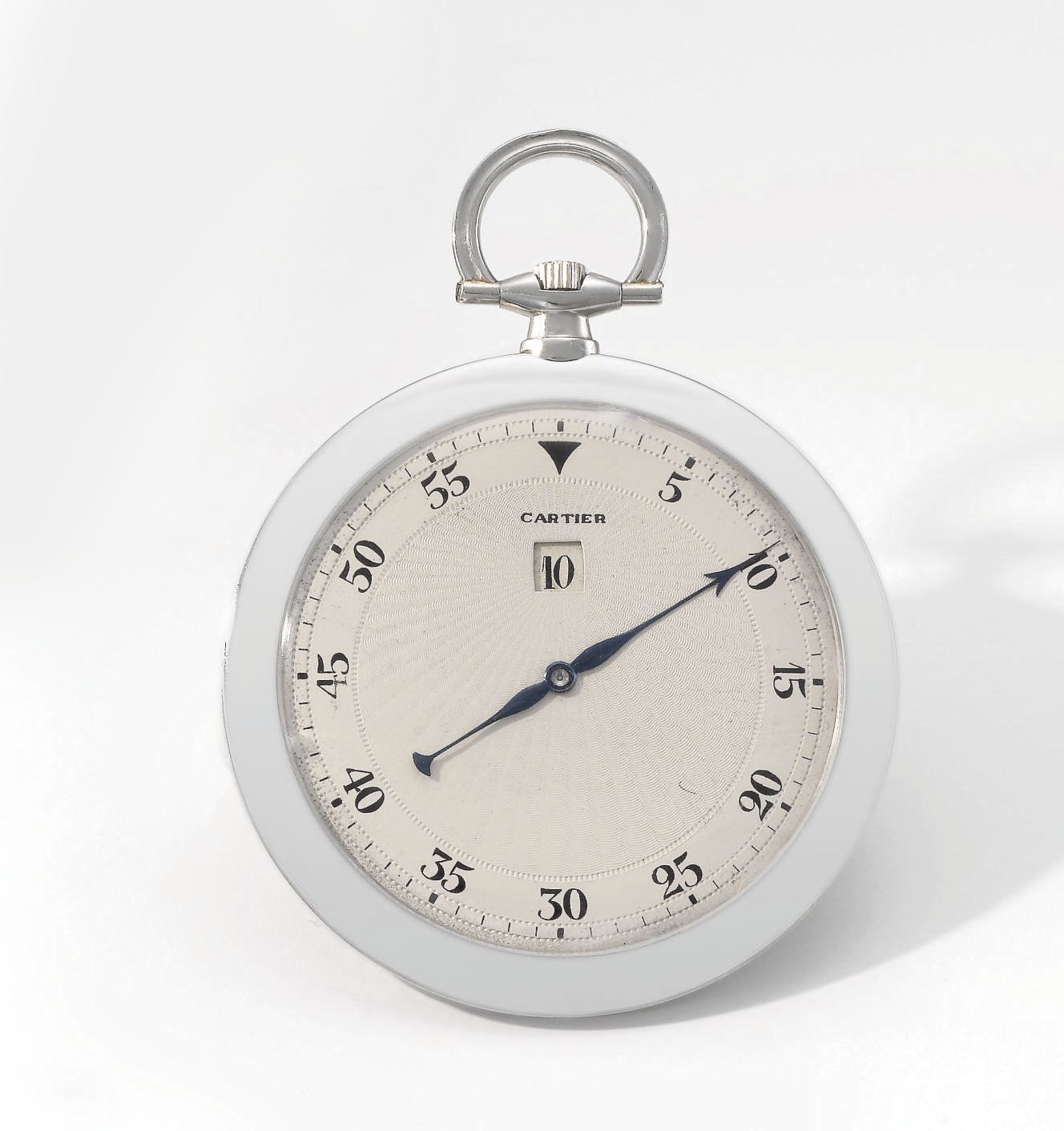 Cartier. A fine and rare platinum openface keyless lever jump hour dress watch