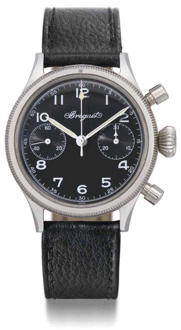 Breguet. A fine and rare stainless steel flyback chronograph wristwatch, made for the French Naval Aviation Forces