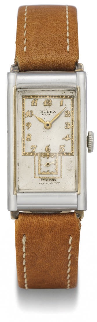 Rolex. An unusual "Rolesor" stainless steel and gold rectangular doctor's wristwatch with Breguet numerals