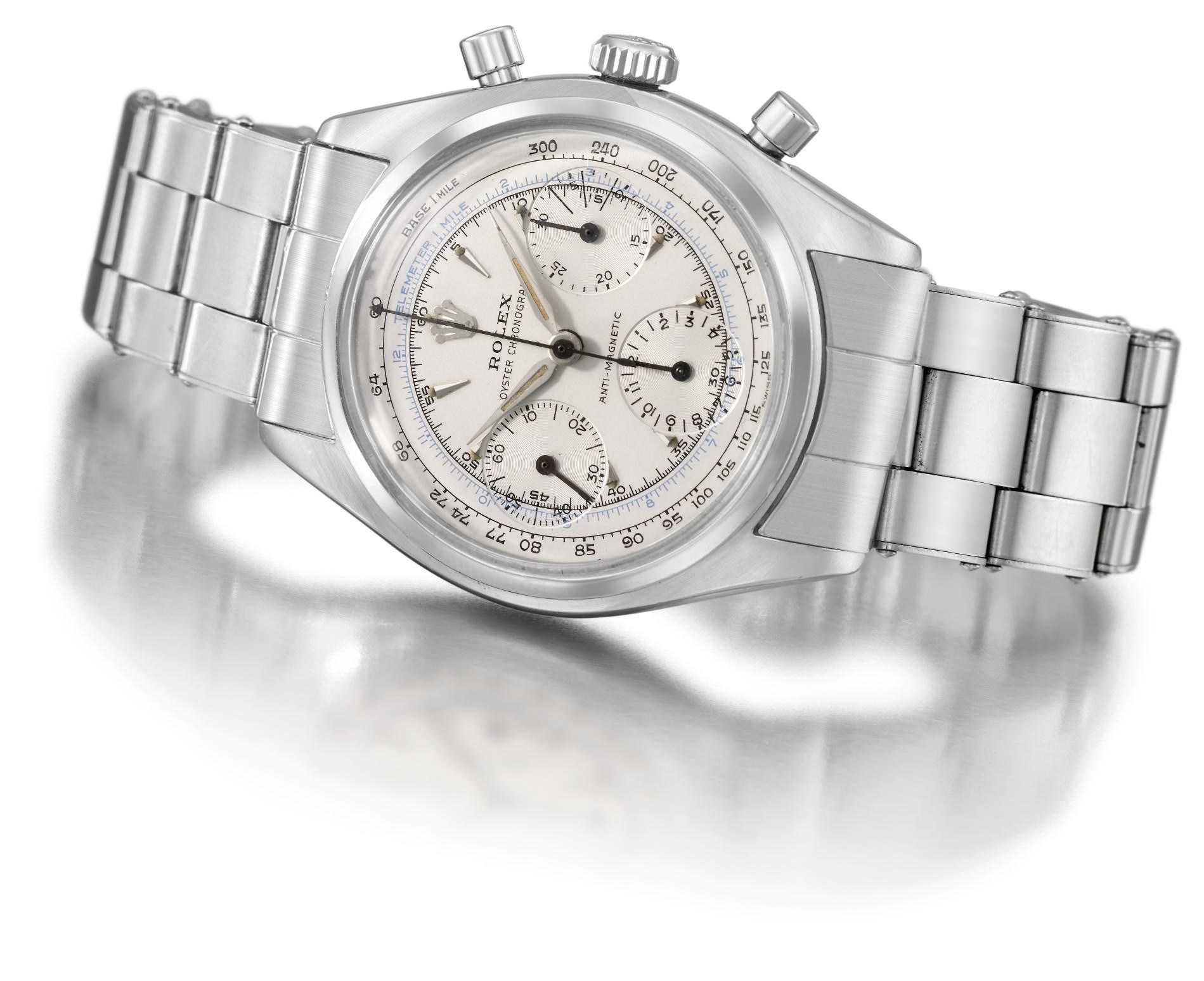 Rolex. A fine and attractive stainless steel water-resistant chronograph wristwatch with bracelet