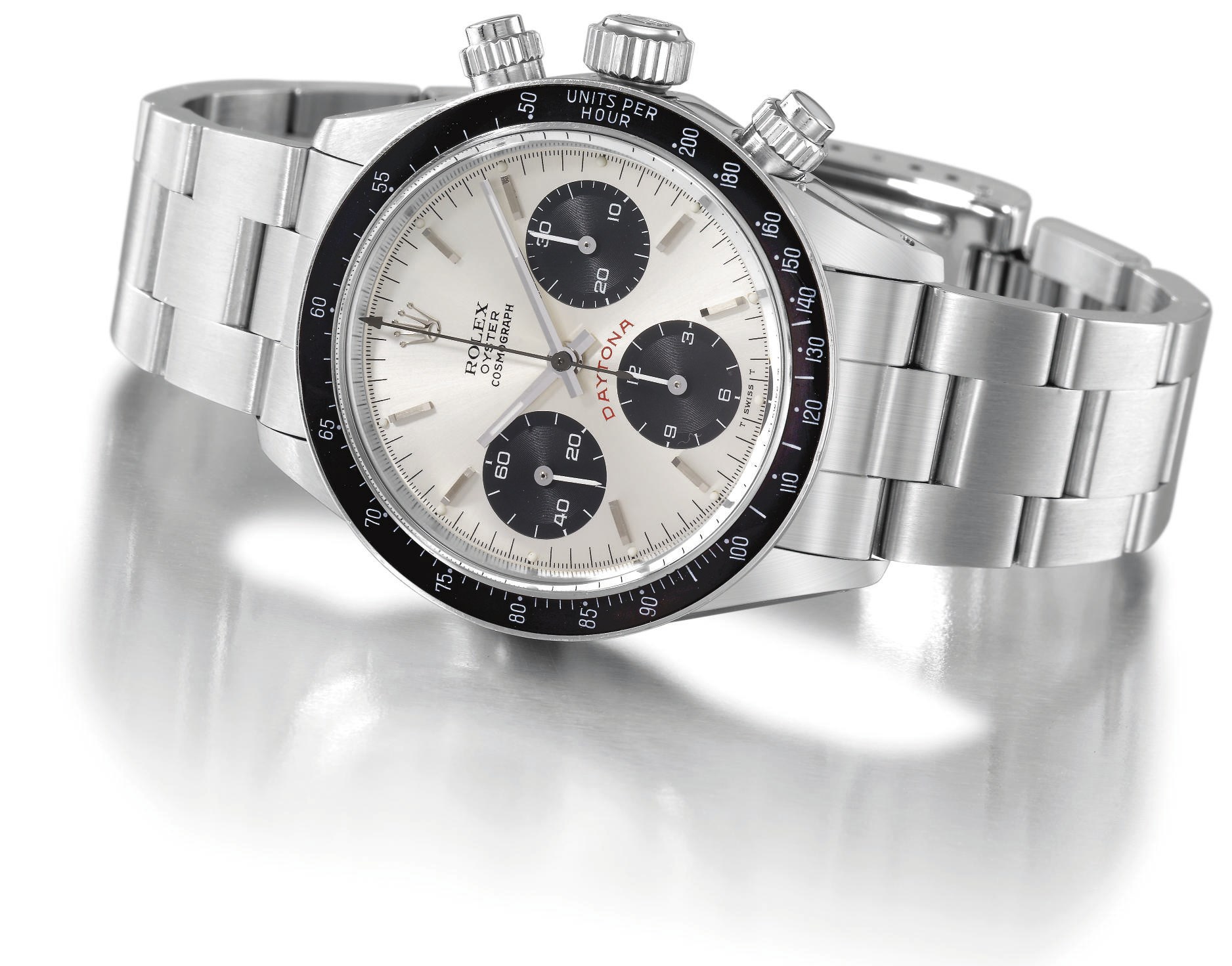 Rolex. A stainless steel water-resistant chronograph wristwatch with bracelet