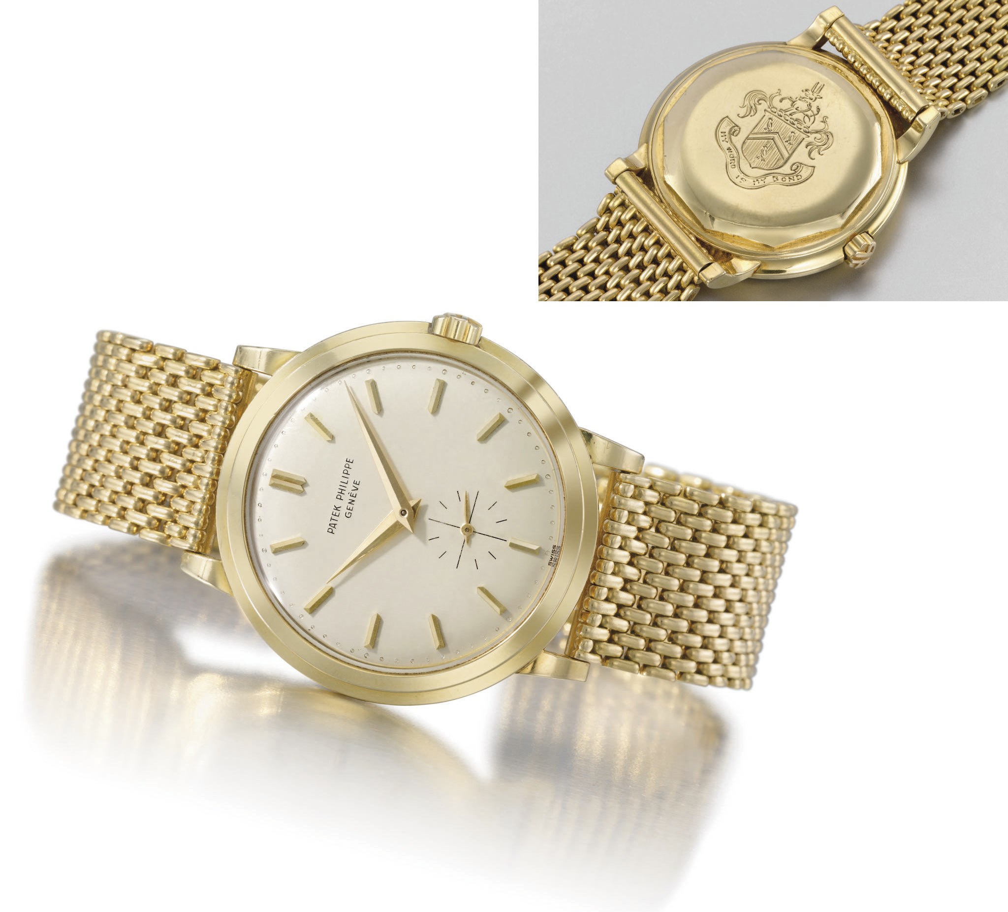 Patek Philippe. A fine and rare 18K gold self-winding water-resistant wristwatch with bracelet