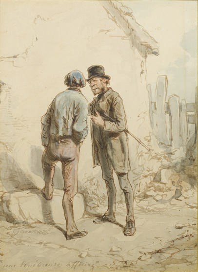 PAUL GAVARNI (1804-1866) Une ténébreuse affaire (recto); et Esquisse de buste d'homme (verso)
