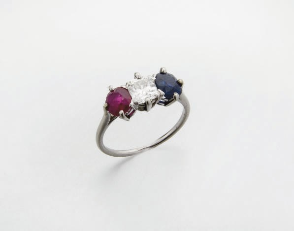 BAGUE SAPHIR, RUBIS ET DIAMANT