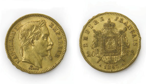 DIX PIECES NAPOLEON III EN OR