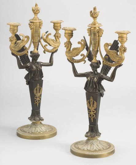 PAIRE DE CANDELABRES DE STYLE RESTAURATION
