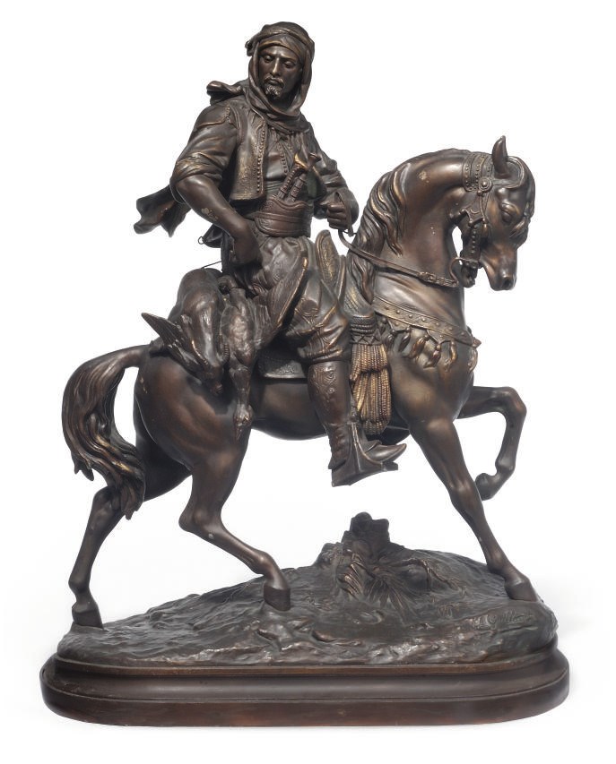 A FRENCH SPELTER EQUESTRIAN GROUP