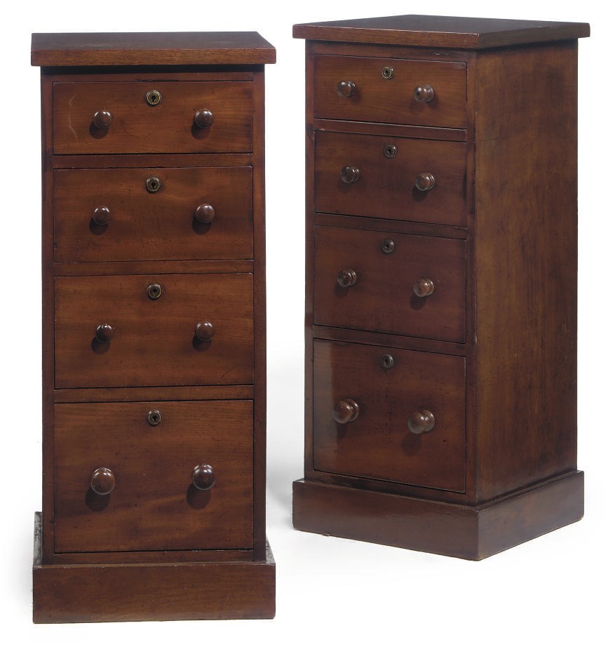 A PAIR OF VICTORIAN MAHONGAY BEDSIDE CHESTS