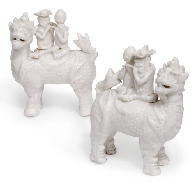 A Pair of Chinese blanc-de-chine European subject group