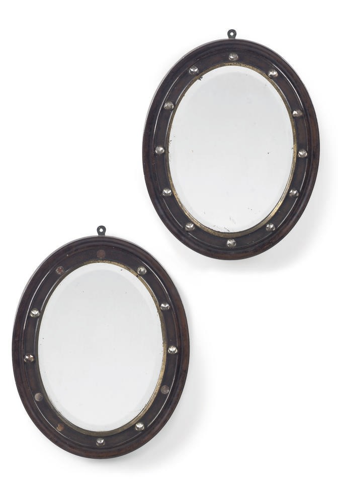 A PAIR OF IRISH SIMULATED WALNUT MIRRORS
