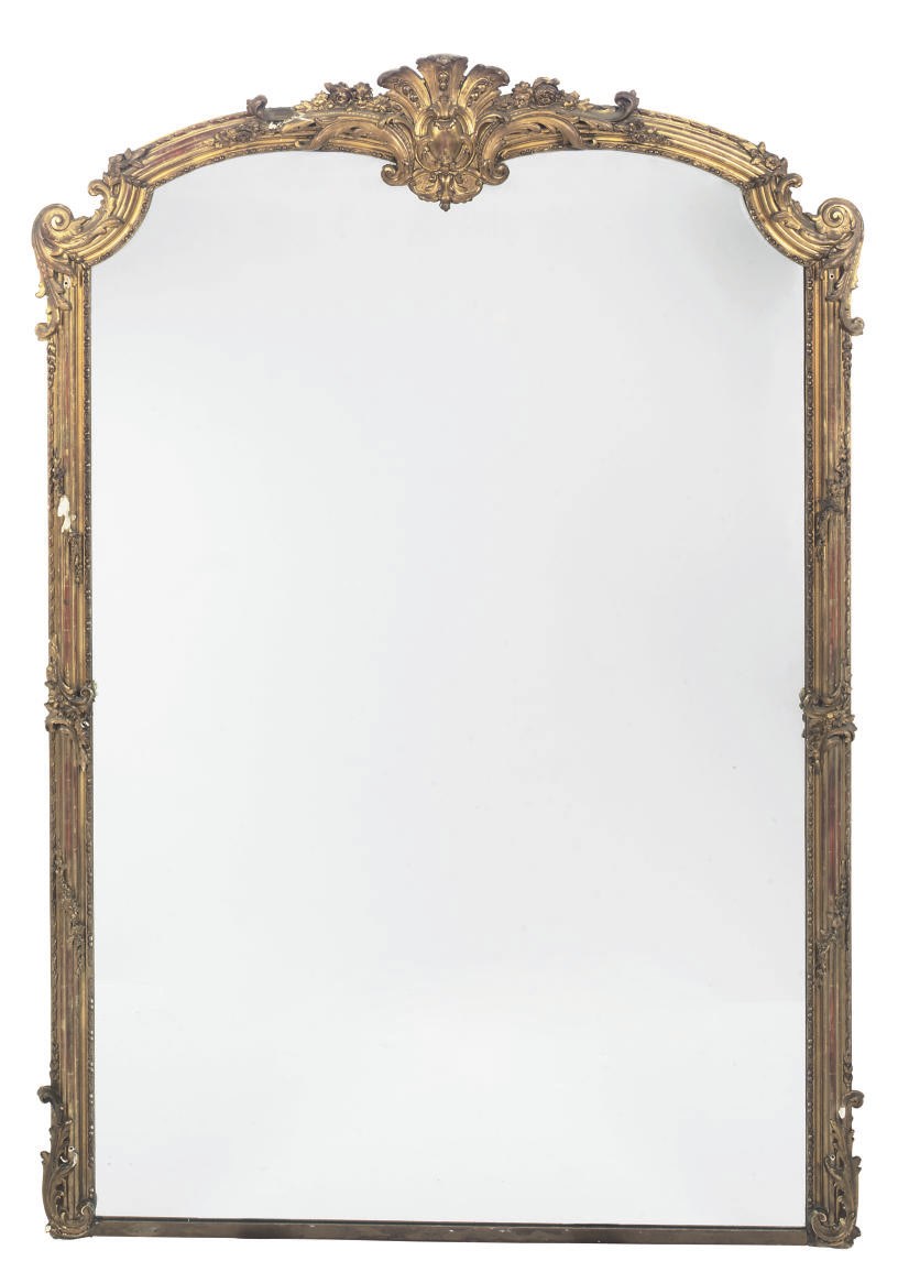 A VICTORIAN GILTWOOD AND GESSO WALL MIRROR