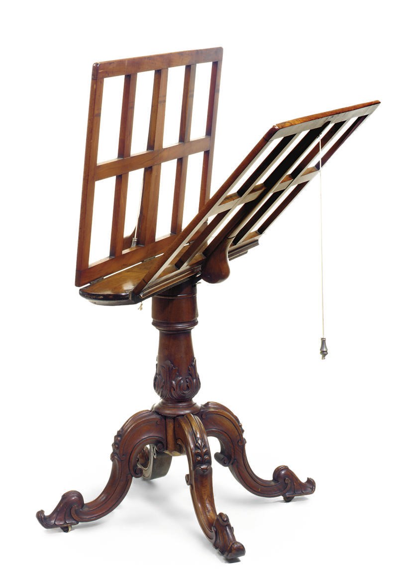 A MID VICTORIAN WALNUT FOLIO STAND