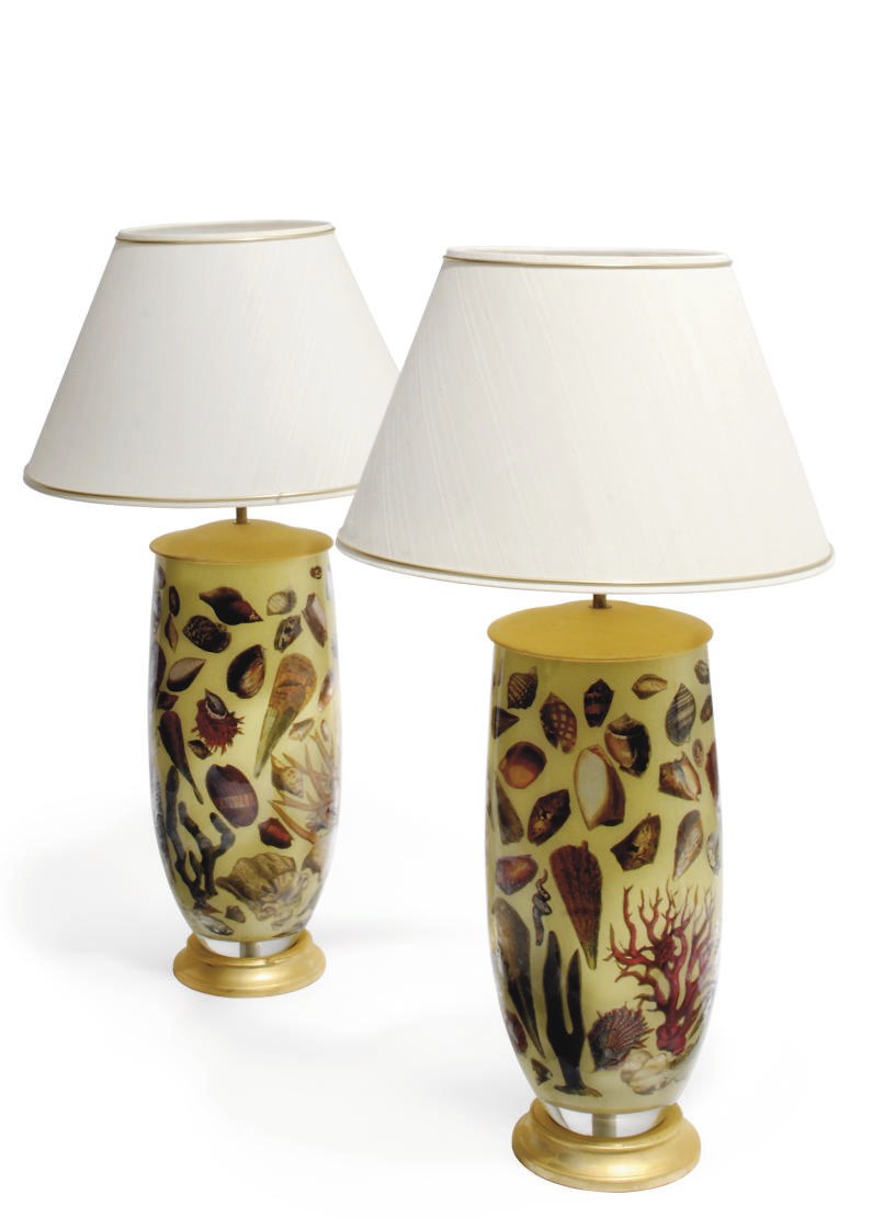 A PAIR OF DECALCOMANIA LAMPS
