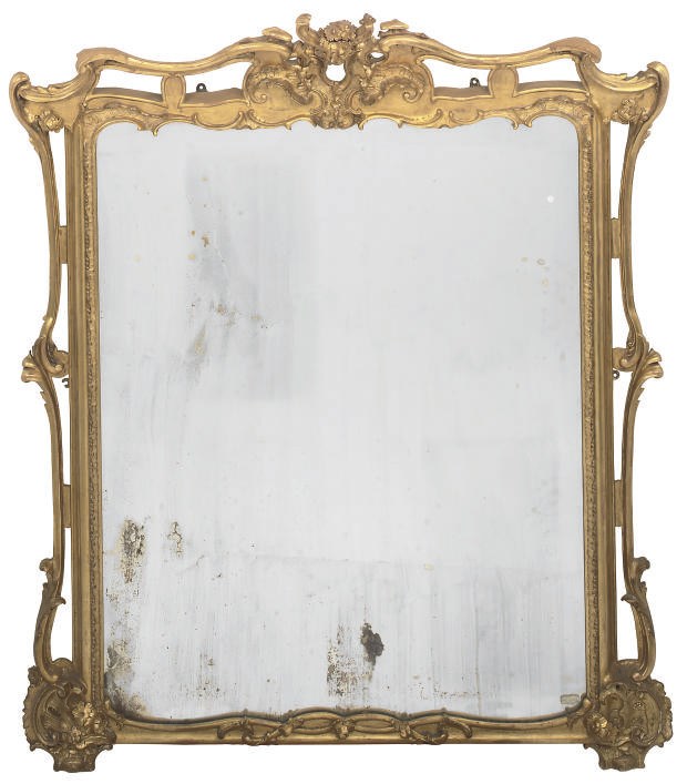 A FRENCH CARVED GILTWOOD AND GESSO MIRROR