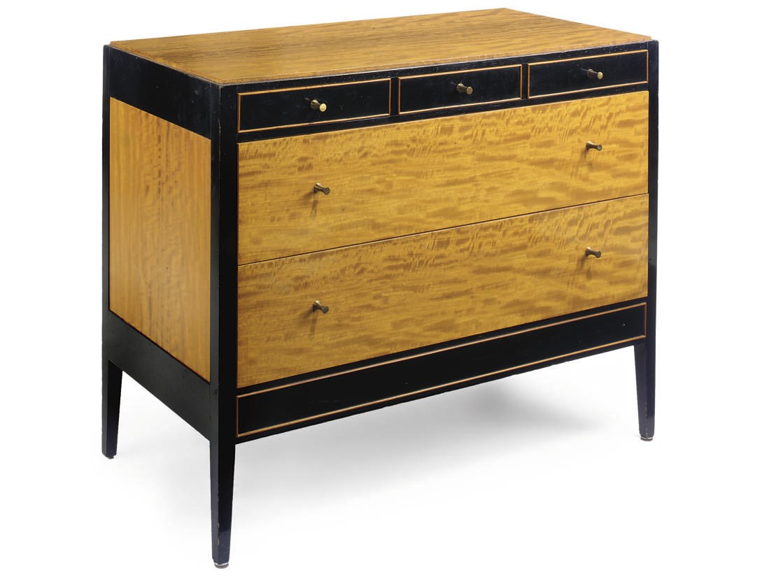 A SATINWOOD AND EBONISED CHEST