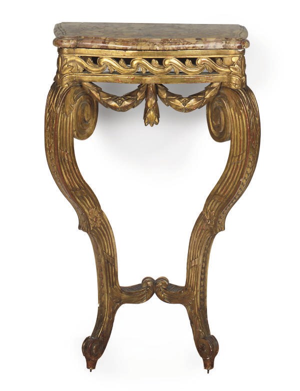 A  FRENCH GILTWOOD AND GESSO CONSOLE TABLE