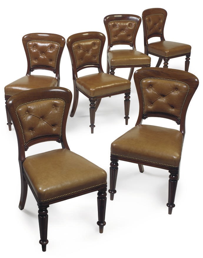 A SET OF SIX MID VICTORIAN MAHOGANY DINING CHAIRS