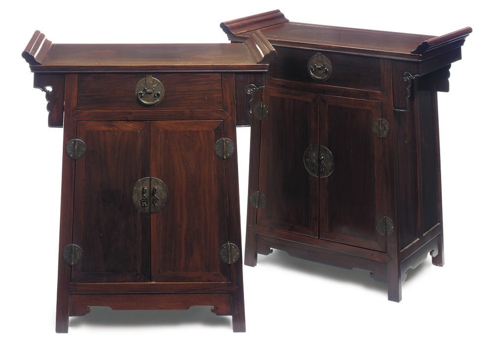 A PAIR OF CHINESE HARDWOOD SIDE CABINETS