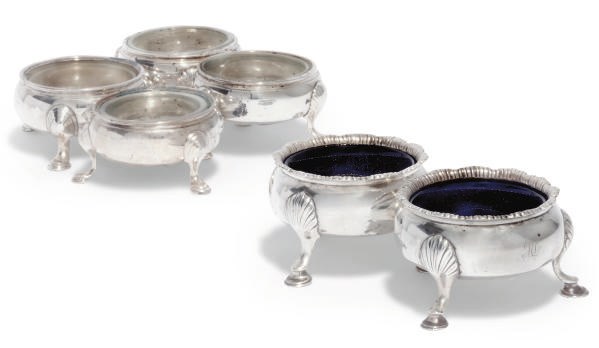 A PAIR OF GEORGE III SILVER SALTS