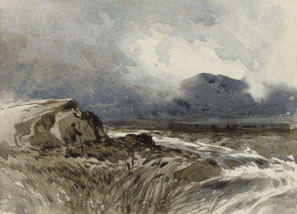 An album of drawings and watercolours by Louis Cockrill, John Fullwood, F.G. Jackson, John Keeley, W.J. Morgan and other artists, the majority landscape and figurative subjects, some signed and inscribed and variously dated from 1889 to 1891