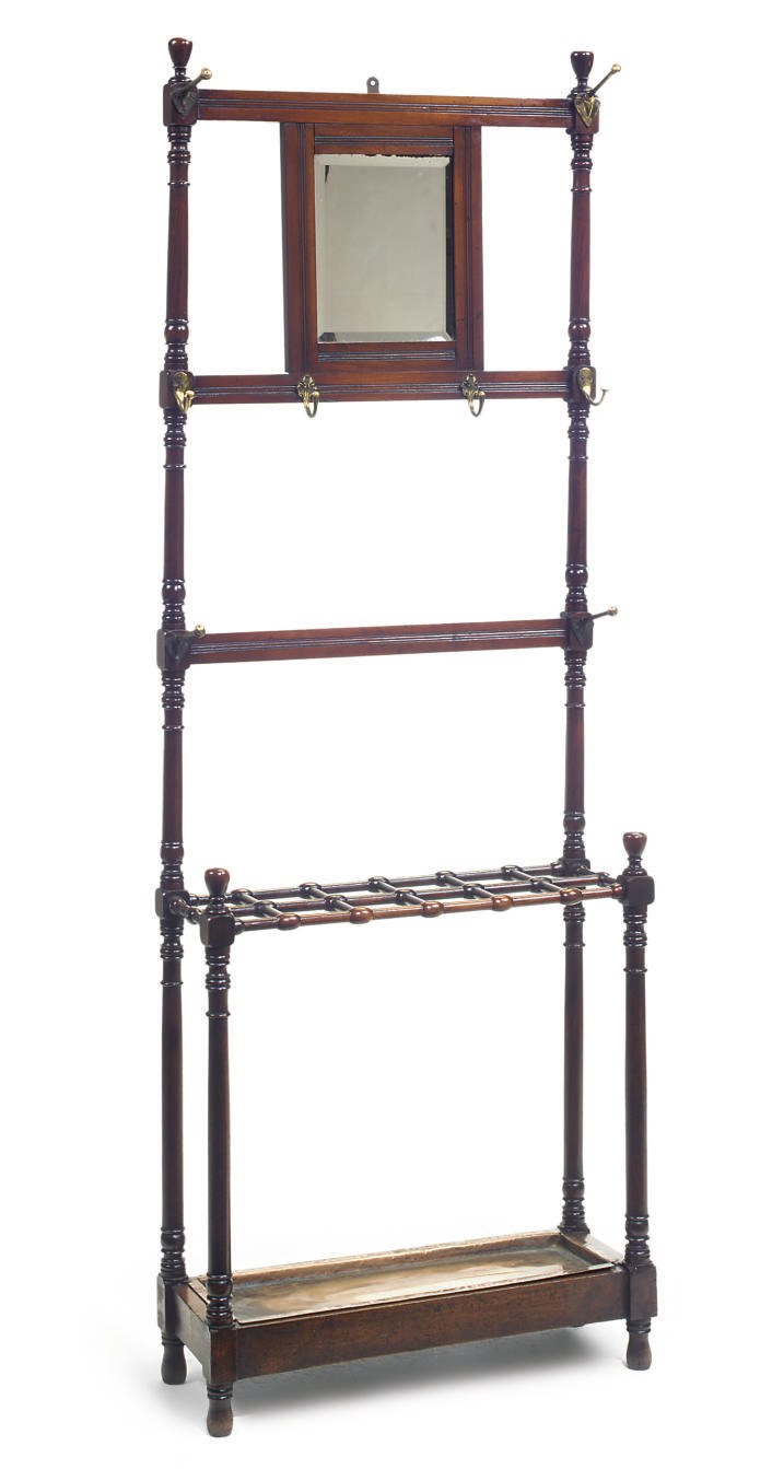 A VICTORIAN MAHOGANY TURNED HALL STAND