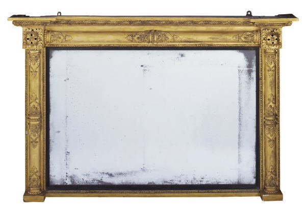 A WILLIAM IV GILTWOOD AND GESSO OVERMANTEL MIRROR
