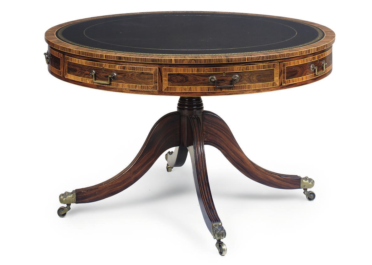 A ROSEWOOD DRUM TABLE