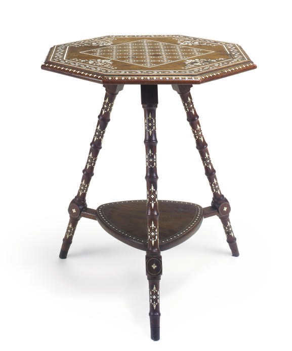 AN INDIAN IVORY INLAID HARDWOOD GAMES TABLE