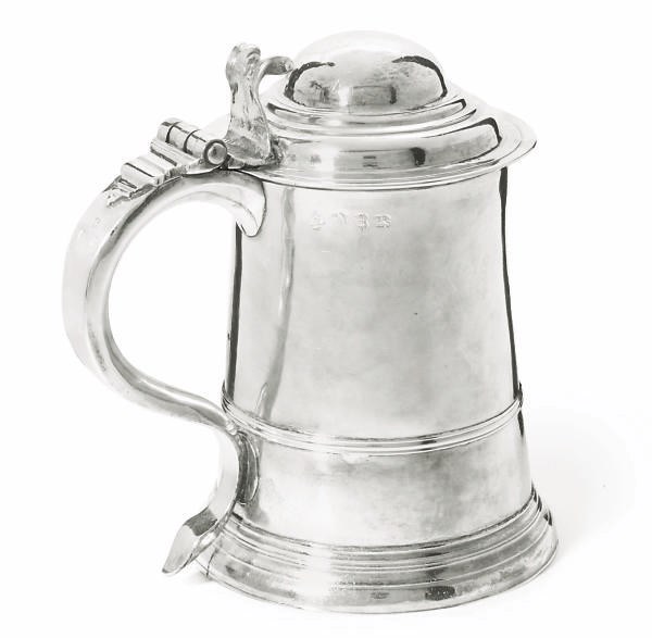 A GEORGE II SILVER TANKARD