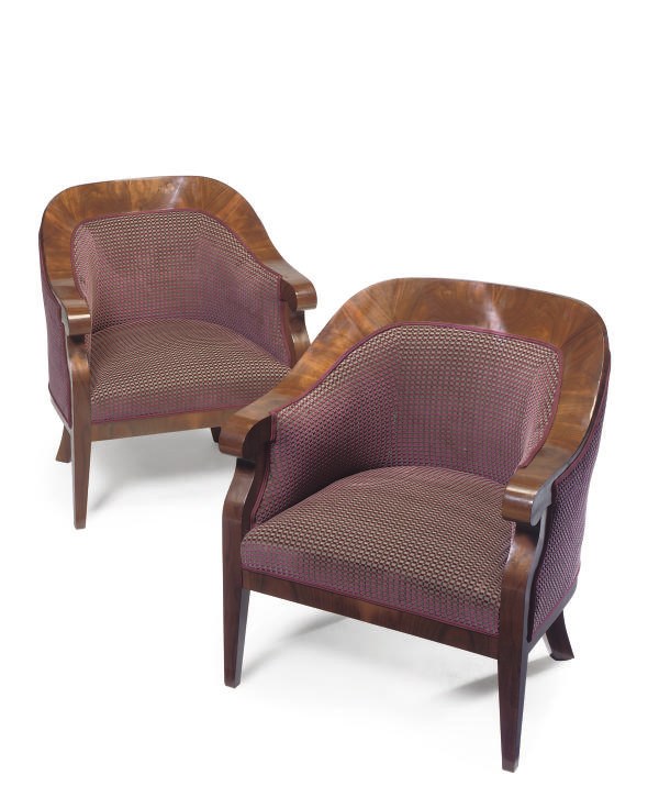 A PAIR OF DANISH WALNUT TUB CHAIRS