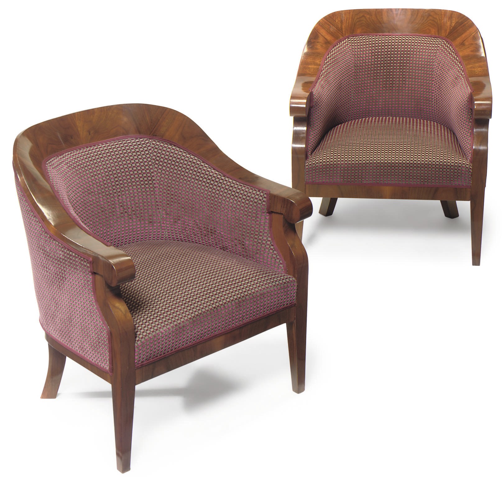 A PAIR OF DANISH WALNUT TUB CHAIRS