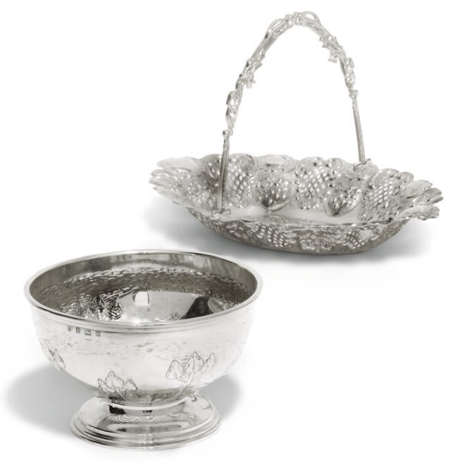 AN EDWARDIAN SILVER ART NOUVEAU BOWL