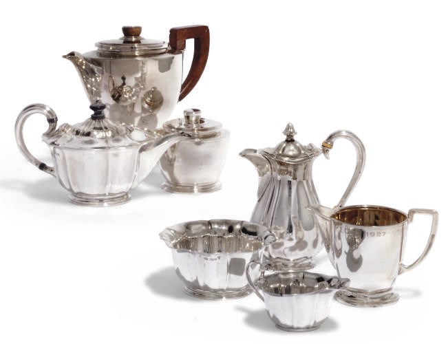 A MATCHED EDWARDIAN SILVER FOUR-PIECE TEA SET