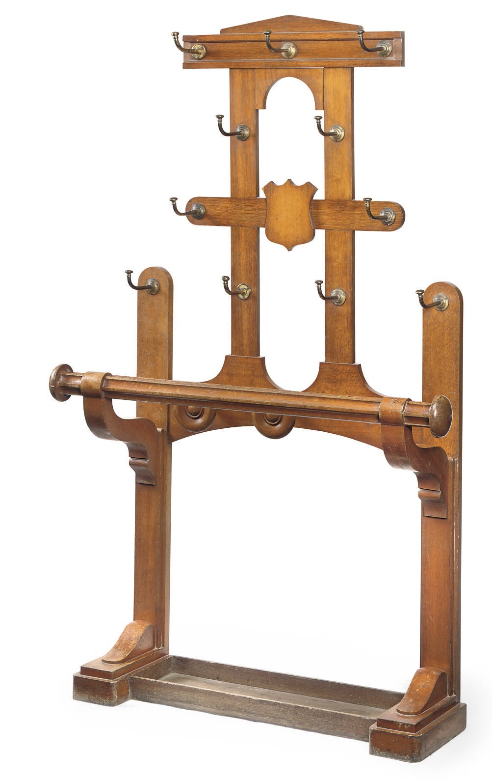 A VICTORIAN OAK HALL STAND