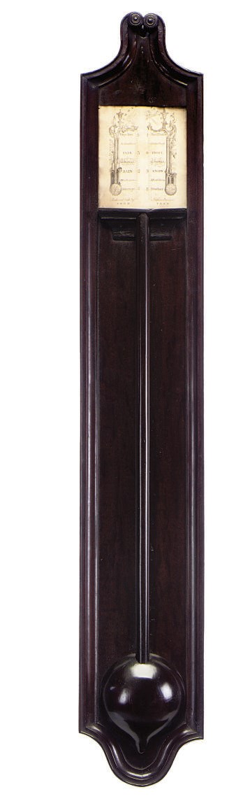 A GEORGE III MAHOGANY STICK BAROMETER