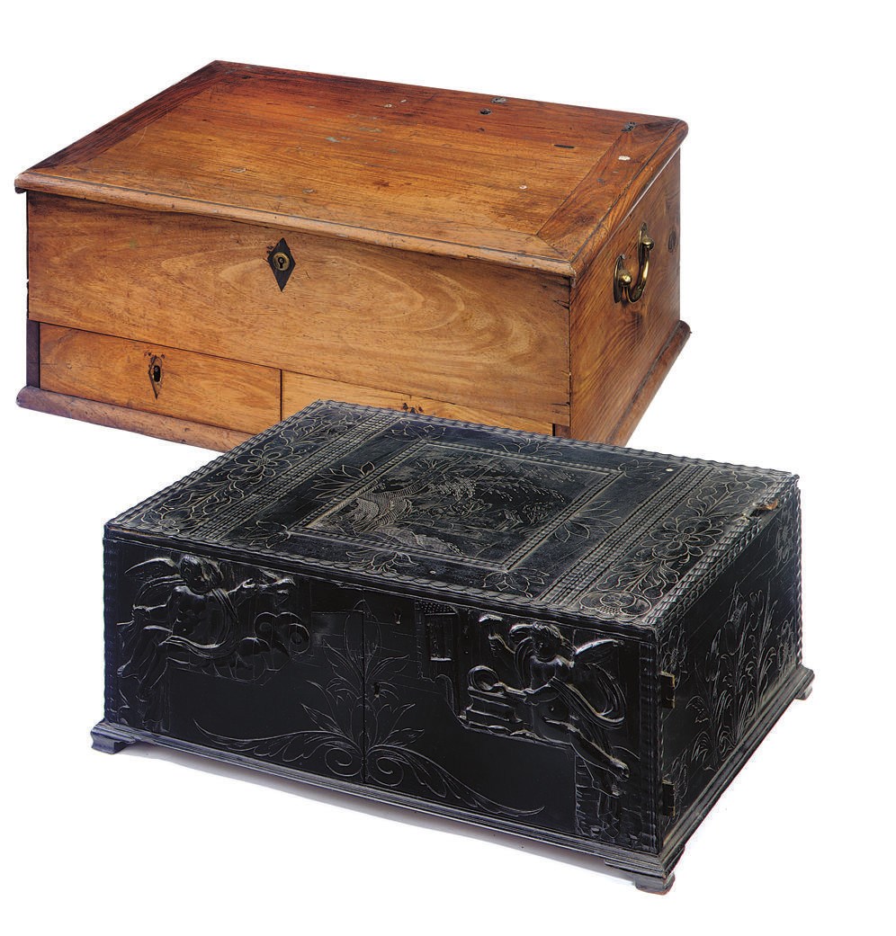 AN ANTIQUARIAN EBONY BOX