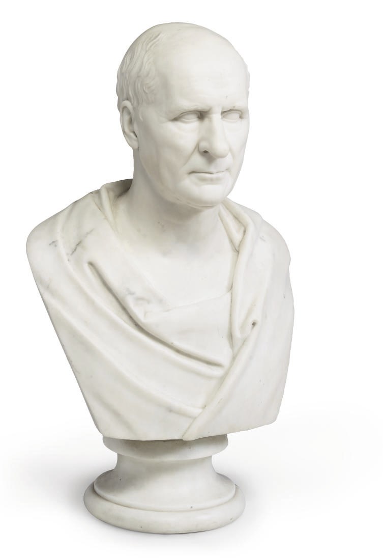 A SCOTTISH WHITE MARBLE BUST OF JOHN GLADSTONE