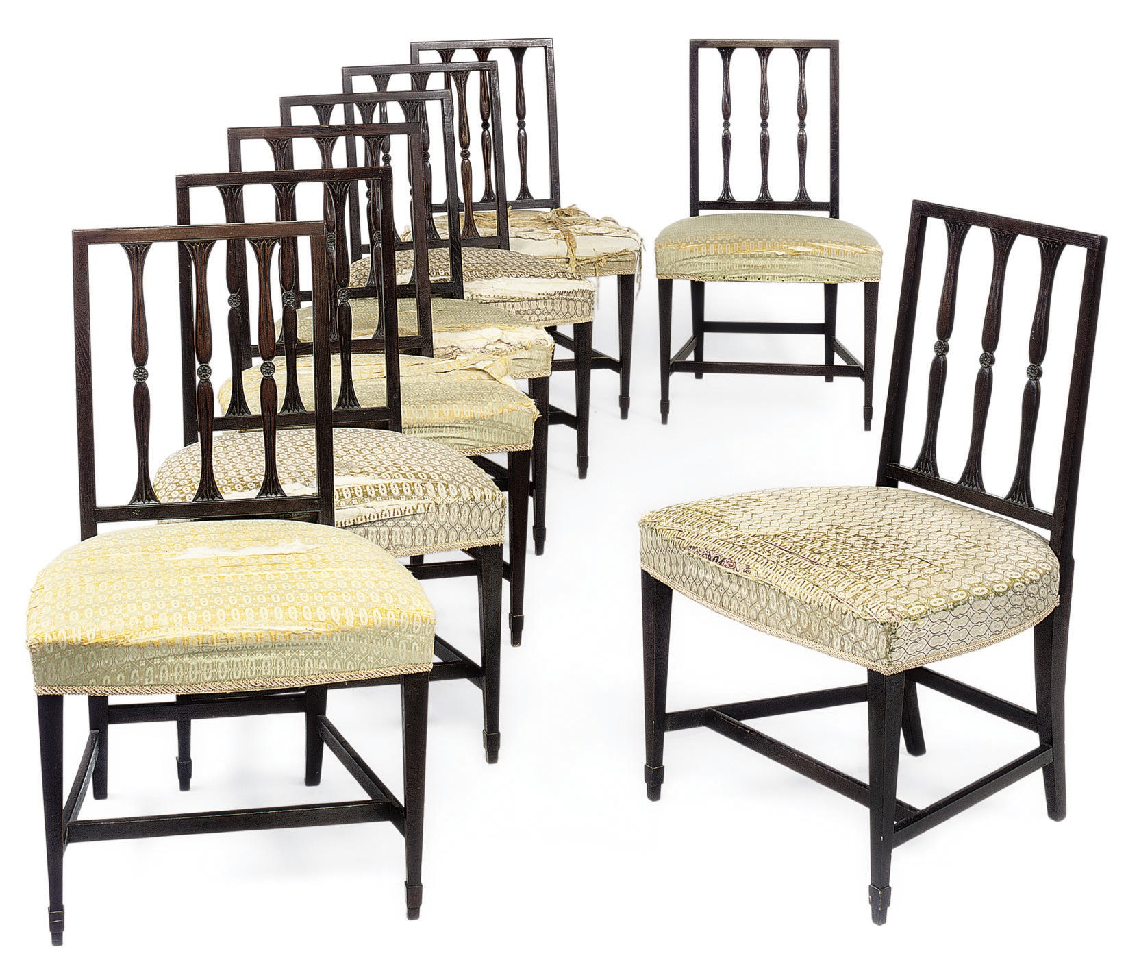 A SET OF EIGHT SCOTTISH GEORGE III LABURNAM DINING CHAIRS