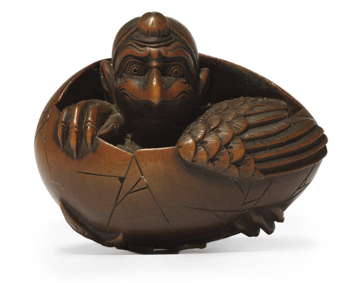 A WOOD NETSUKE