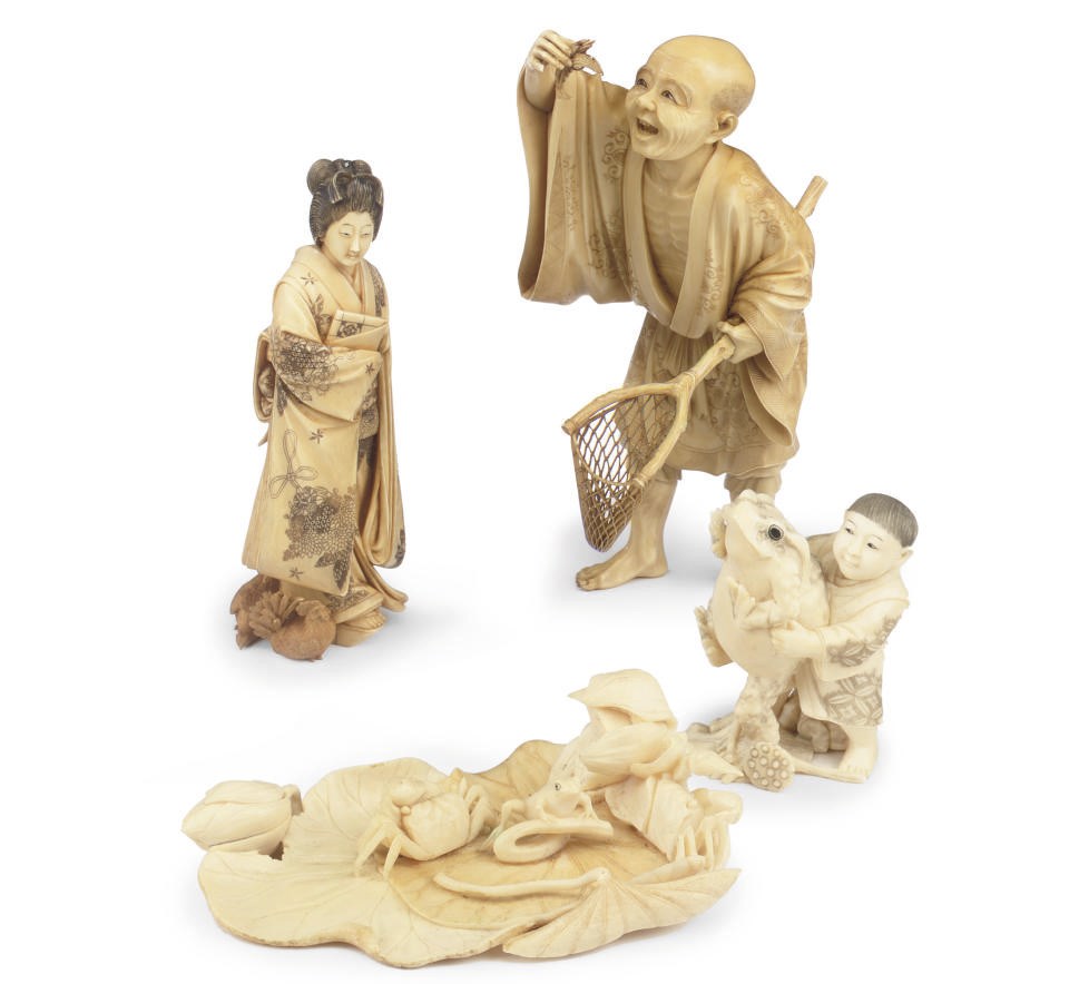 FOUR IVORY OKIMONO