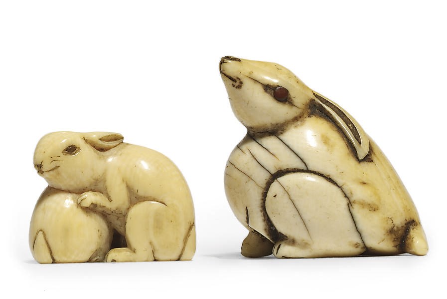 TWO IVORY NETSUKE