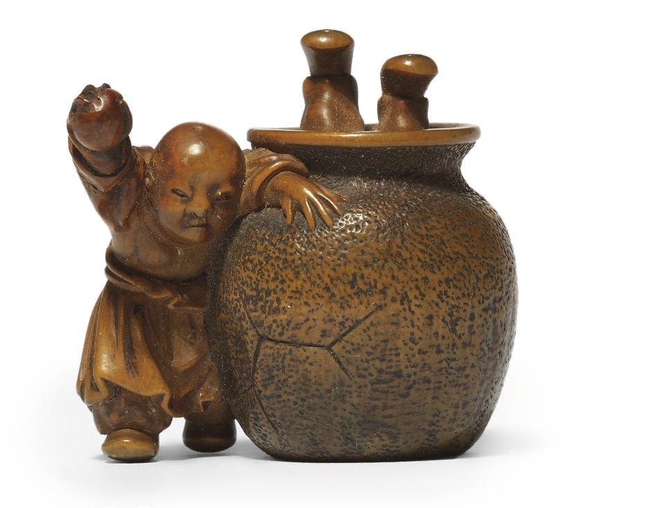 A WOOD NETSUKE