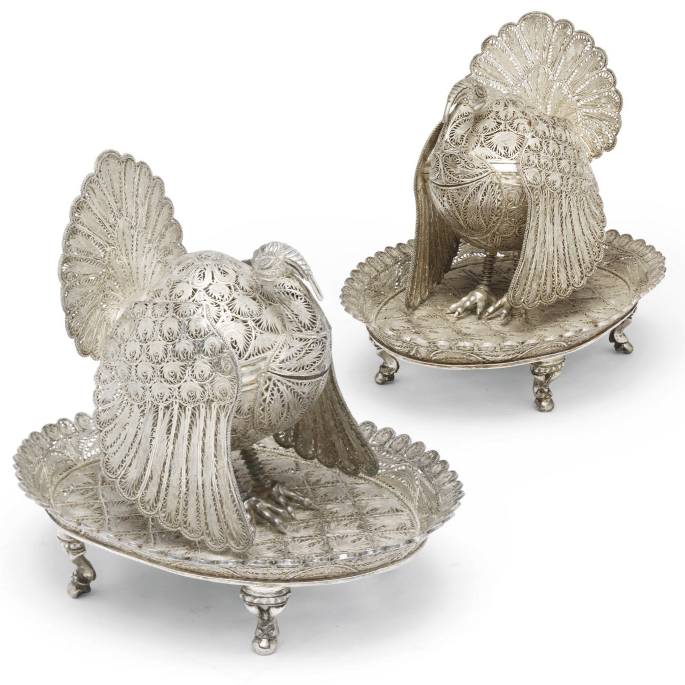A PAIR OF PERUVIAN INCENSE BURNERS IN THE FORM OF TURKEYS