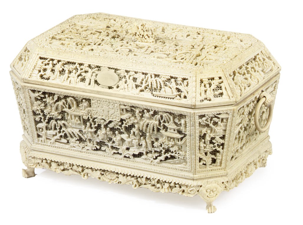 A CHINESE CANTON IVORY WORK BOX