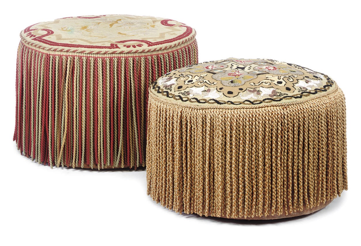 TWO VICTORIAN CIRCULAR NEEDLEWORK STOOLS