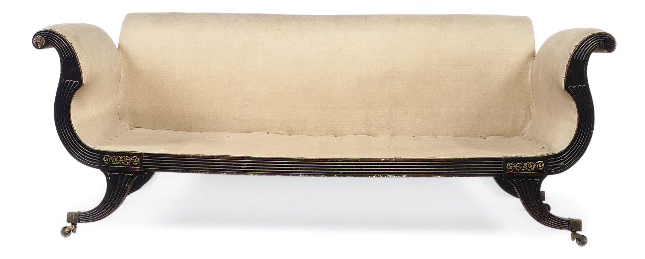 A REGENCY ORMOLU-MOUNTED EBONISED SOFA