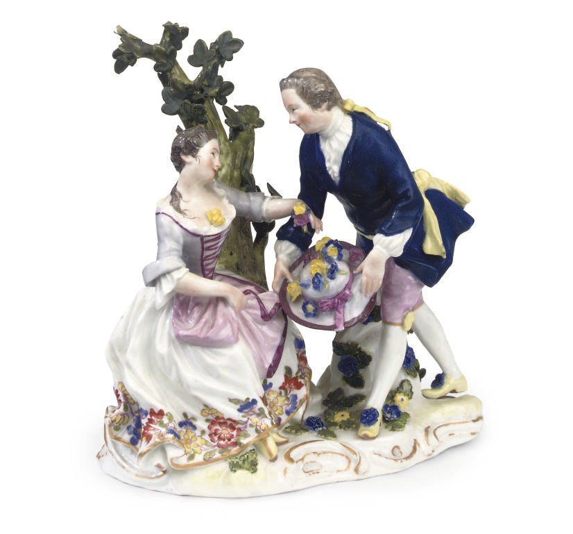 A MEISSEN GROUP OF A GALLANT AND COMPANION
