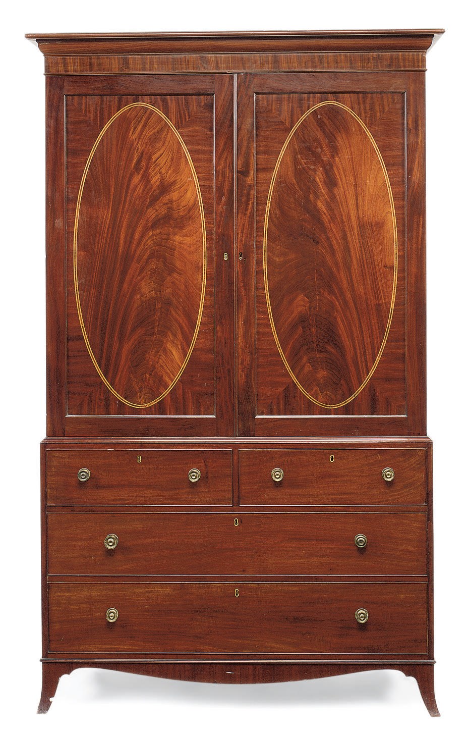 A GEORGE III MAHOGANY LINEN PRESS