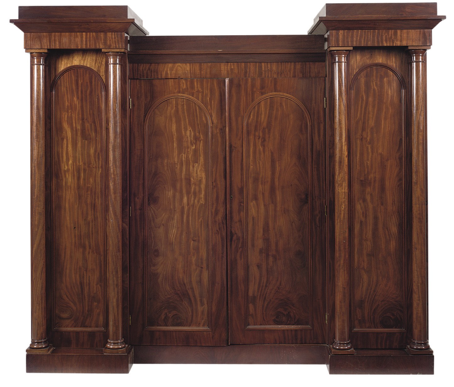 A SCOTTISH GEORGE IV MAHOGANY PEDESTAL WARDROBE